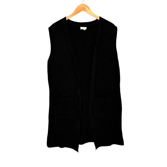 Fat Face women's black open long sleeveless cardigan size large - Picture 1 of 8